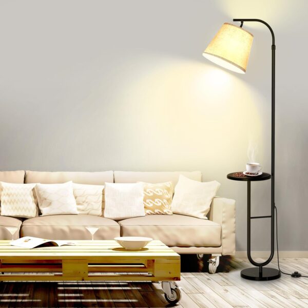 【Upgraded】Floor Lamps for Living Room Modern Standing Lamp with Shelves, Marble Base, Foot Switch, Retractable Pole, Adjustable Lighting Angle, Tall Lamp for Bedroom Office Study Room Bulb Included - Image 6