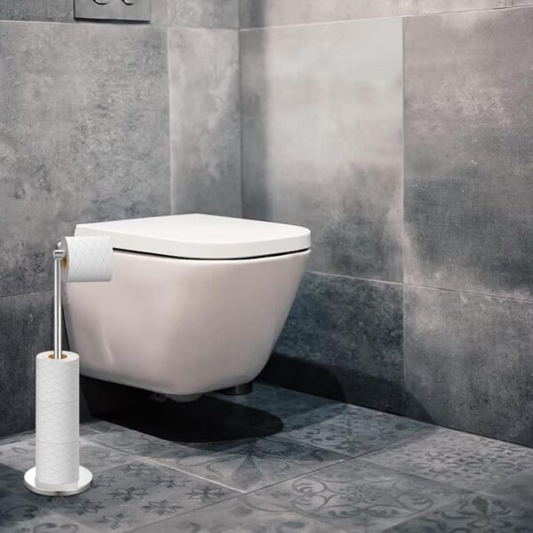 Topsky Free Standing Toilet Roll Holder Stainless Steel Rustproof Spare Toilet Paper Holder for 4-5 Jumbo Rolls Foldable Toilet Roll Storage for Bathroom Living Room Kitchen etc (Siliver) - Image 6