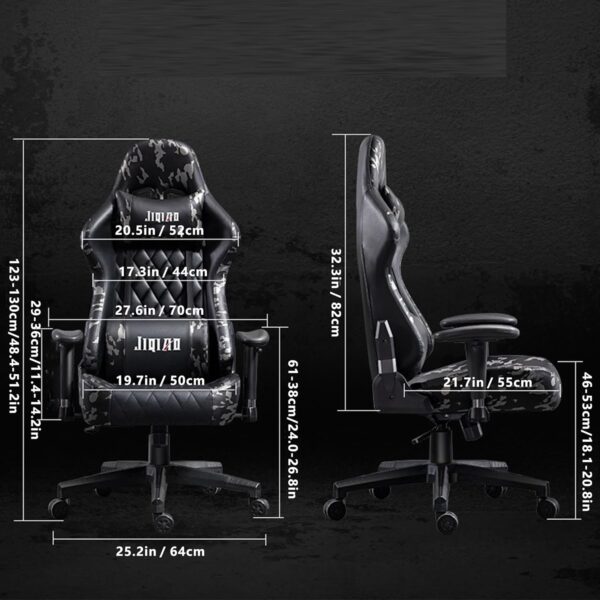 Ergonomic Gaming Chair - Adjustable Recline, Armrests, PU Leather, Comfortable Massage Feature, Dual Bluetooth Speakers for Gamers and Professionals - Image 3