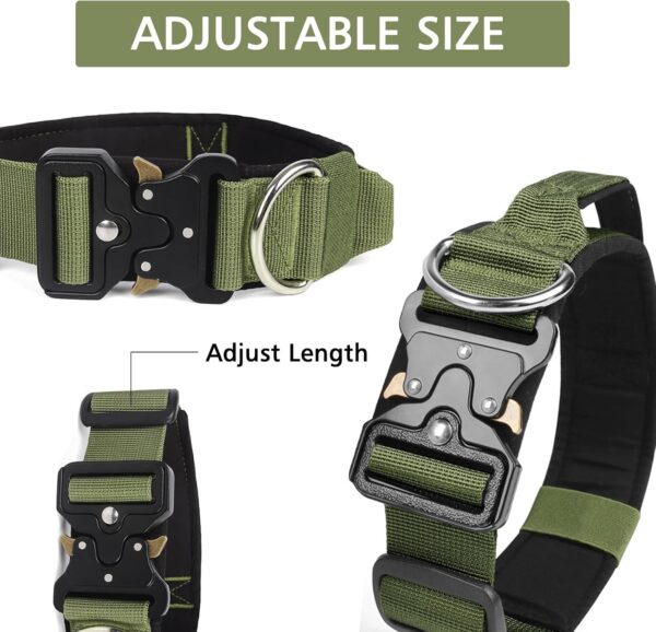Ledeak Tactical Dog Collar, Padded Adjustable Polypropylene Soft Dog Collars, Heavy Duty Breathable Strong Training Dog Collar with Handle and Heavy Duty Metal Buckle (Army Green, M) - Image 7