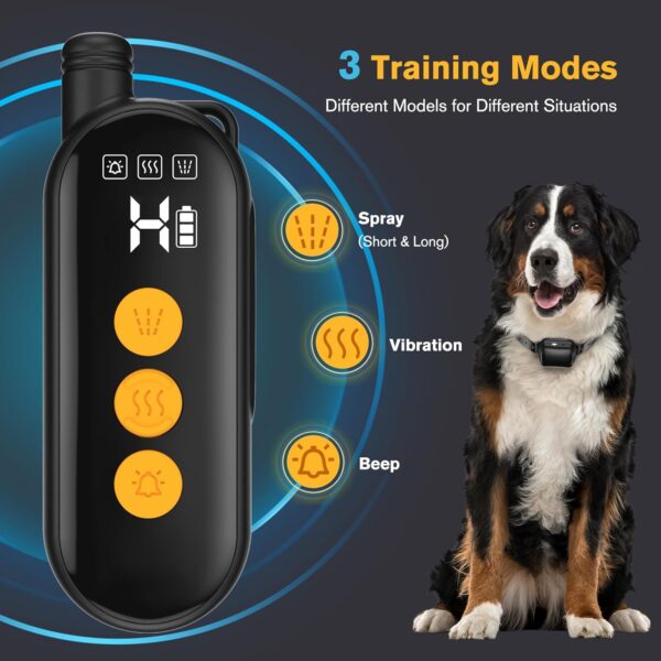 Anti Barking Collar with Remote, Dog Training Collar with 3 Modes Spray/Vibration/Beep, Rechargeable Dog Bark Collar Up to 500FT Control Range, Anti Bark Collars for Small Medium Large Dogs - Image 3