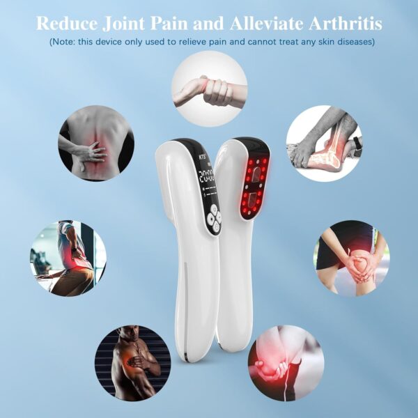 KTS Handheld Red Light Therapy Device for Pain Relief, 12 x 650nm&4 x 808nm Infrared Light Therapy, Portable Red Light Therapy for Joint Muscle Knee Back Shoulder Reliever with Goggles, White - Image 4