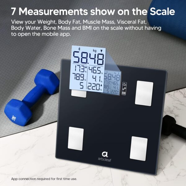 arboleaf Scales for Body Weight, Smart Bathroom Scales Body Composition Monitors with 14 Measurements, High Precision Measuring Body Fat Scales for Weight, Muscle Mass, BMI etc, 28st/180kg/400lb - Image 3