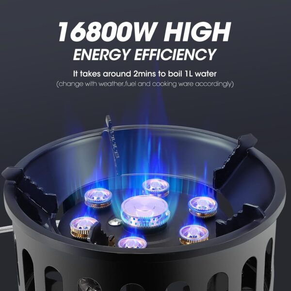 16800W Camping Gas Stove, Portable Gas Stove with 7 Copper Stove Head, Adjustable & Folding Gas Stove Burner, Camping Accessories, Windproof Furnace for Camping Outdoor Cooking Trekking Picnic - Image 5