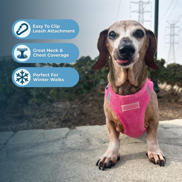 Voyager Step-In Plush Dog Harness by Best Pet Supplies - Step In Vest Harness for Small and Medium Dogs, Soft Plush, Fuchsia Corduroy, size M - Chest: 16 - 18" - Image 6