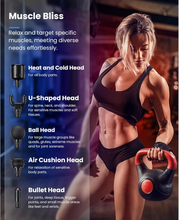 Massage Gun with Heat and Cold, Bob and Brad T2 Pro Massage Gun Deep Tissue 4000mAh Battery 10mm Amplitude, Percussion Muscle Massager for Home Office Workout Muscle Pain Relief, Gifts for Men Women - Image 8