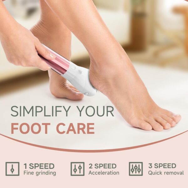 Electric Foot File Hard Skin Remover with 3 Roller Heads Rechargeable Pedicure Set Feet Callus Remover for Dry Dead Hard Skin - Image 4