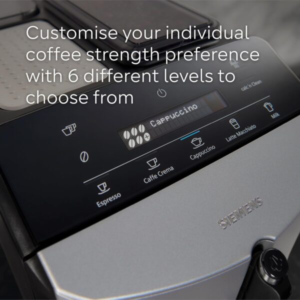 SIEMENS EQ300 Fully Automatic Bean to Cup Espresso Coffee Machine with milk frother arm, oneTouch Function, 4 coffee beverages, 3 coffee strengths, TF301G19, Piano Black - Image 13