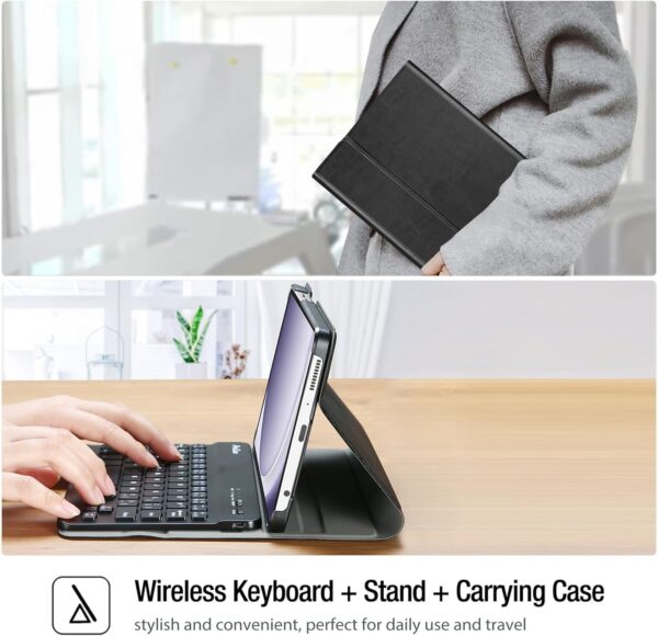 ProCase Keyboard Case for Galaxy Tab A9 8.7 Inch 2023, American Version PU Leather Magnetic Detachable Wireless Keyboard case for Galaxy Tab A9 8.7" SM-X110/X115/X117- Black - Image 8