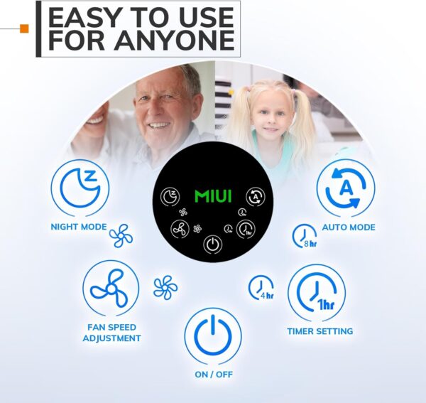 MIUI Air Purifiers for Home Large Room 50m², True HEPA Filter for Allergies, Auto Detection & Adjustment, 4 Modes, Pets, Smoke, Wildfire Smoke, Dust, Pollen, 25dB Quiet Cleaner - Image 7