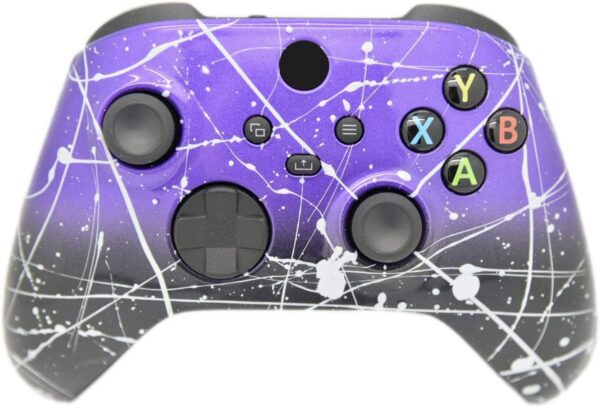 ProControllers LLC Hand Airbrushed Fade Custom Controller Compatible with Series X/S & One (Series X/S Purple & Black Fade W/Silver Splatter) - Image 2