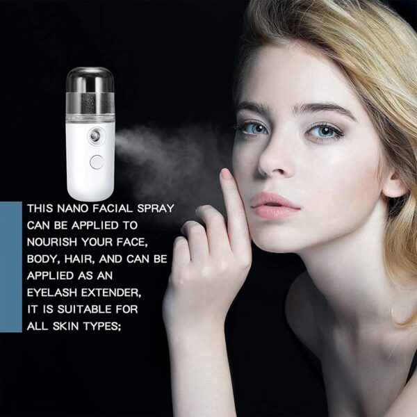 2 Pcs Nano Face Mister 30ml Portable Mini Face Mist Handy Steamer USB Mist Sprayer Facial Steamer Atomization Machine for Skin Care Travel Personal Care Eyelash Extensions - Image 6