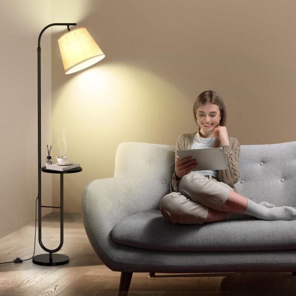 【Upgraded】Floor Lamps for Living Room Modern Standing Lamp with Shelves, Marble Base, Foot Switch, Retractable Pole, Adjustable Lighting Angle, Tall Lamp for Bedroom Office Study Room Bulb Included - Image 2