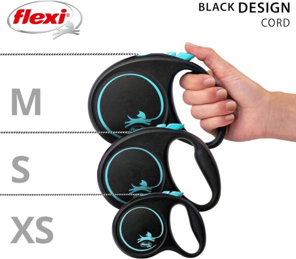 Flexi Black Design Cord Blue Extra Small 3m Retractable Dog Leash/Lead for dogs up to 8kgs/18lbs - Image 6