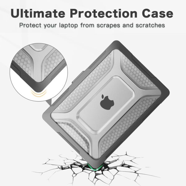 MOSISO Compatible with MacBook Air 15 inch Case 2025 2024 2023 M4 M3 M2, Hard Cover for MacBook Air Case A3241 A3114 A2941 Honeycomb Shockproof TPU Bumper Fold Kickstand&Keyboard Skin, Black - Image 4