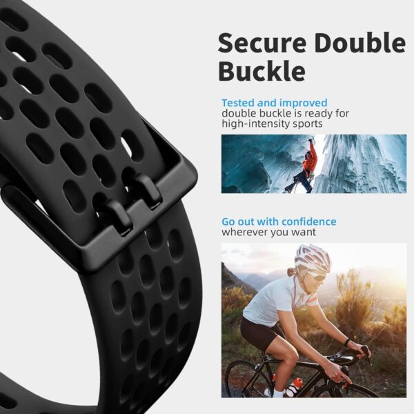 Getino Compatible with Fitbit Charge 5 Bands/Charge 6 Bands for Women Men, Soft Breathable Replacement Sport Strap Adjustable Wristbands for Fitbit Charge 5/ Charge 6 Advanced Fitness Tracker, Black - Image 4