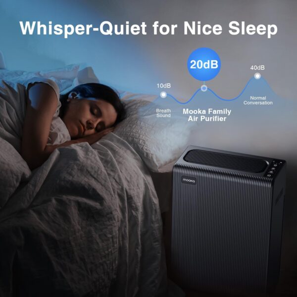 Air Purifiers for Home Large Room up to 1740ft², H13 HEPA Air Filter for Pets Hair Dander Smoke Pollen Dust, Ozone Free, Portable Air Purifiers for Bedroom Office Living Room, E-300L, White (Black) - Image 7
