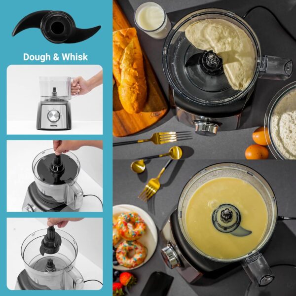Geepas 1200W Compact Food Processor | Multifunctional Electric Food Mixer with Chopper Knead Dough Shredder Slicing Grating & Emulsifying disc, 2 Speed with Pulse Control | 1.5L, 2 Years Warranty - Image 6