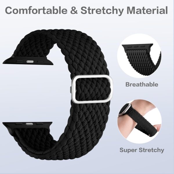CeMiKa Braided Solo Loop Straps Compatible with Apple Watch Straps 45mm 44mm 42mm 49mm 46mm, Stretchy Strap Elastic Sport Band for Apple Watch SE/iWatch Series 10 9 8 7 6 5 4 3 Ultra 2 1, Women Men - Image 4