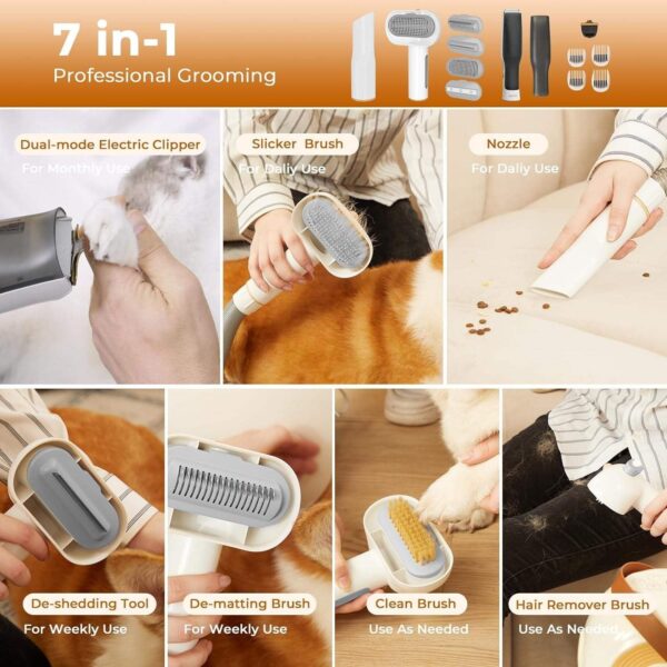 Pet Grooming Vacuum for Dog, 60dB Low Noise Dog Grooming Vacuum Kit Suck in 99% Hair, 7 Pet Grooming Tools, Dog Grooming Tools for Shedding Pet Hair for Dog and Cat - Image 3