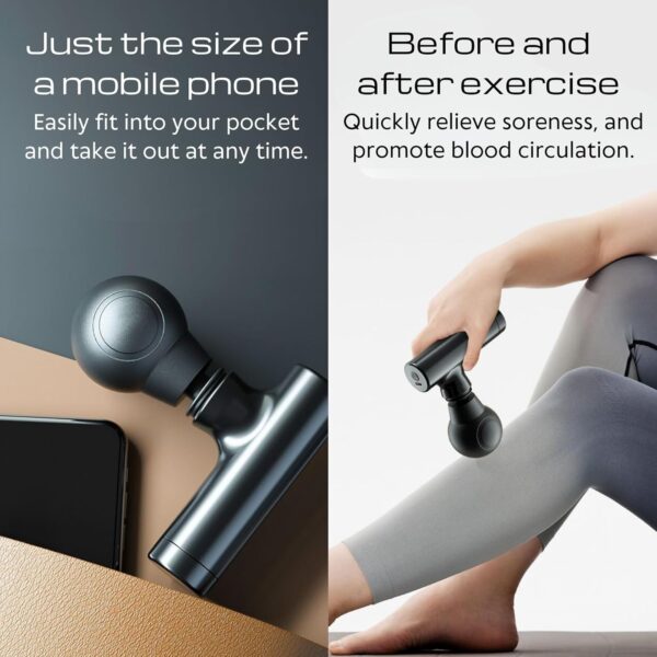 Mini Massage Gun Portable and Powerful - Travel-Friendly Pocket Size - 2700 RPM Motor - USB Rechargeable - Ideal for Office and On-The-Go - Targeting Neck Back Arm Leg - Muscle Recovery Stress Relief - Image 4