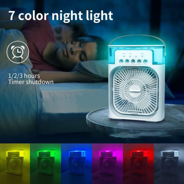 Portable Air Conditioner Fan, 4 in 1 Personal Mini Cooling Fan with Water Mist Spray, 3 Speeds Evaporative Air Cooler Small Aircon Humidifier Water Fan Spray Mist Desk Fan for Home Office Room (White) - Image 5