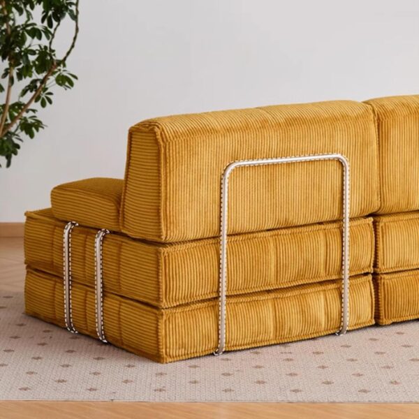 KIBONCY Corduroy Fabric Modular Sectional Sofa, Convertible Sofa Bed, Beige, Traditional Style, With Armrests - Image 8