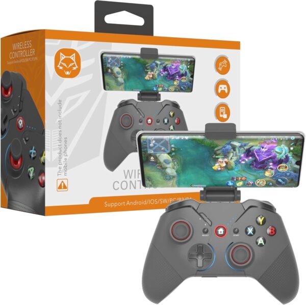 FireFox II Turbo Game Controller 2024 Upgraded Version, Wireless Game Controller Android IOS Switch PC PS3 PS4 Phone Holder Six Axis Vibration Turbo Fire Dual Triggers Macro Back Keys - Image 10