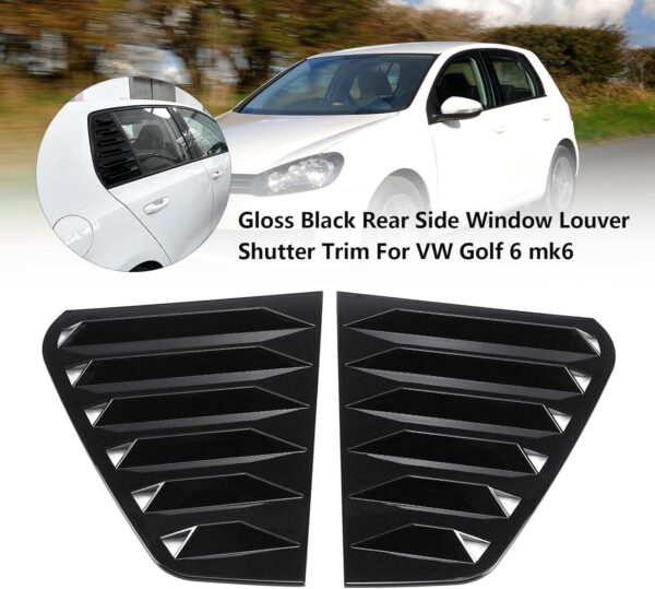 2pcs Gloss Black Car Rear Window Louver Shutter Trim For VW Golf 6 2008-24, Rear Side Window Louvers Provide privacy and shade, Window Blinds Exterior Accessories (Fit For VW Golf 6 MK6) - Image 4