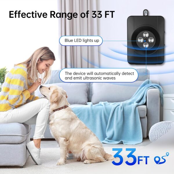 Anti Barking Device - 33FT Ultrasonic Bark Control, 3 Levels, Rechargeable Collar for Dogs, IPX4 Waterproof, Human/Indoor/Outdoor Use - Image 3