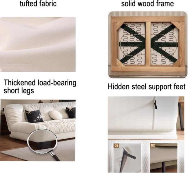 Convertible Futon Sofa Bed for Small Space, Adjustable Sleeper Sofa Tufted Loveseat Couch, Modern Loveseat Sofa Bed for Bedroom, Apartment, Office - Image 8