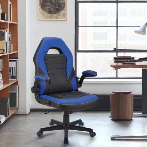 WangPangzi Gaming Chair Office desk chair,Adjustable Computer Chair PC Chairs Ergonomic High Back Office Racing Chair with Armrest,Swivel Leather Desk Chairs(Blue) - Image 3