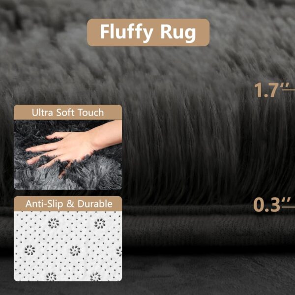 LNZHAO Living Room Rugs 120x180cm - Extra Large Shaggy Soft Fluffy Rug Area Carpet, Modern Tie-dye Carpet - Washable Rugs for Home Decor, Bedroom, Dorm, Kids Room Lounge Office, Dark Grey - Image 9