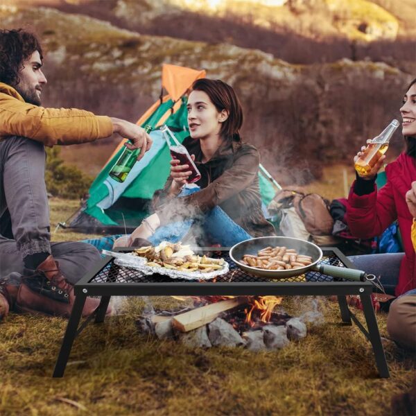 CADARA Folding Campfire Grill Heavy Duty Steel Grate with Legs Portable Over Fire Camp Grill for Outdoor Cooking, Black (21.6" x 11.8") - Image 8