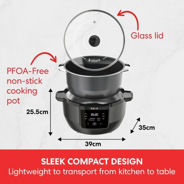 Instant Superior Slow Cooker - Digital Slow Cooker with Steamer, Sauté, Sear, Reheat and Keep Warm Functions, Removable Dishwasher Safe Pot - Up to 10 Portions, 7.1L Capacity - Image 7