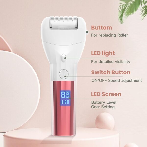 Electric Foot File Hard Skin Remover with 3 Roller Heads Rechargeable Pedicure Set Feet Callus Remover for Dry Dead Hard Skin - Image 7