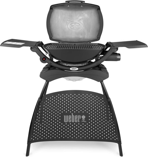 Weber Q2000 Gas Grill with Stand + Side Tables, 54 x 39cm Cooking Area, Portable, 1 Burner, 2-Piece Porcelain-Enamelled Cast Iron Cooking Grates, Aluminum Cast Lid & Body - Black (53010374) - Image 5