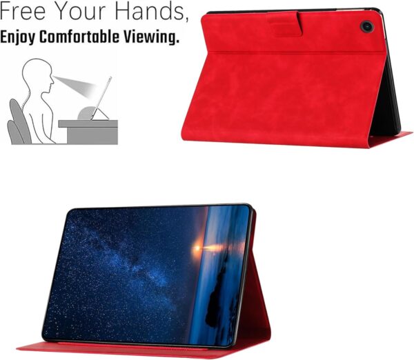 DayQiQiPu Case for Samsung Galaxy Tab A9 SM-X110/X115 8.7 Inch Embossed PU Leather Cats Under The Street Light Pattern Ultra Thin Flip Cover,Red - Image 5