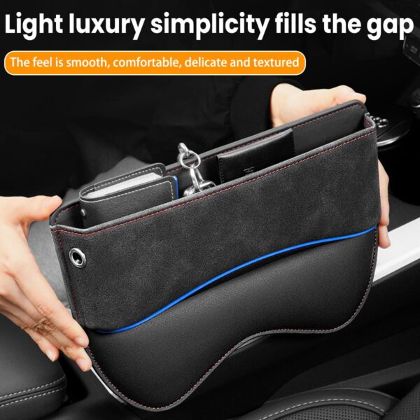 JNNJ Car Seat Gap Filler Organiser, PU Leather Car Organizer for Front Seat Gap Filling, Multi-Function Auto Seat Gap Storage Pocket, Console Side Pocket Storage Box For Cellphones Cards Wallets - Image 3