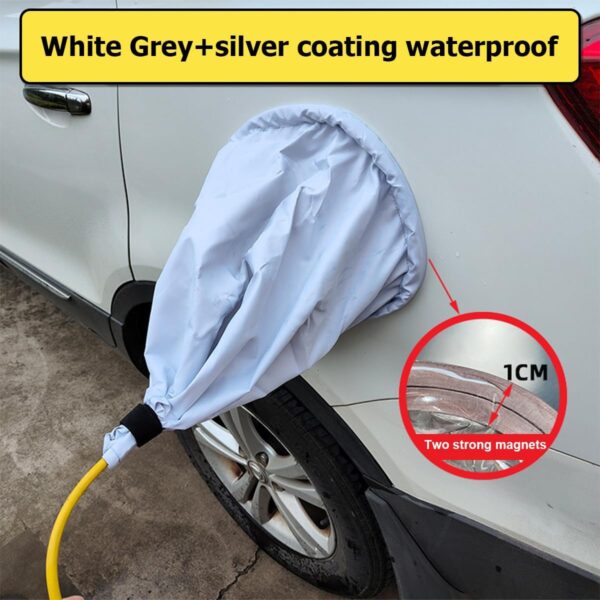 JNNJ EV Charger Port Waterproof Cover, Electric Vehicles Outdoor Charging Magnetic Adhesion Cover, Auto Charger Port Rainprooof Protection, Cover Compatible with Most Electric Cars Charging(White) - Image 4