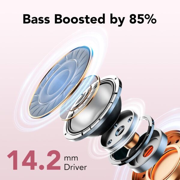 Ear Buds Wireless Earbuds, 50Hrs Playtime Bluetooth Earphones, Bluetooth Headphones 5.3, In Ear with 4 ENC Call Noise Cancelling Mics, Bass Boost 85%, Mini Earbuds IPX7 Waterproof, USB-C(Rose) - Image 3