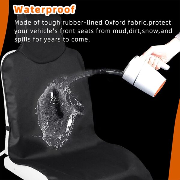 TANYOO Waterproof Car Seat Covers, 2 Pieces Waterproof Nylon Seat Cover, Heavy Duty Black Front Seat Cover, Universal Cover for Most Car (Black) - Image 3