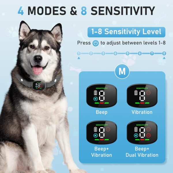 Anti Bark Collars For Dogs, Anti Barking Device For Dogs With 8 Adjustable Sensitivity, Stop Dog Barking Training Collar With Vibration & Beep Modes Harmless For Small Medium Large Dog - Image 5