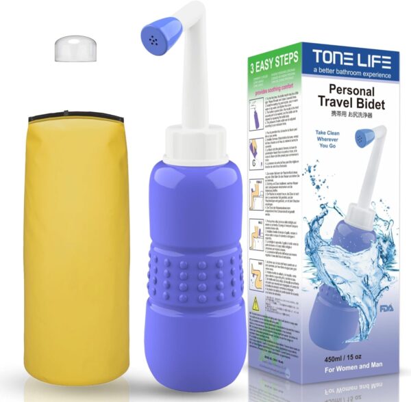 TONELIFE Travel Bidet-450 ml 15oz Portable Bidets Sprayer-Upside Down Squeeze Flusher Bottle-Momwasher Postpartum Clean-Personal Hygiene Care Portable Bidet for Travling,Kids,Puerpera,Eldery,Outdoor - Image 2