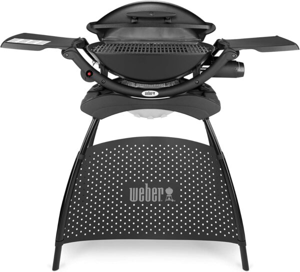Weber Q2000 Gas Grill with Stand + Side Tables, 54 x 39cm Cooking Area, Portable, 1 Burner, 2-Piece Porcelain-Enamelled Cast Iron Cooking Grates, Aluminum Cast Lid & Body - Black (53010374) - Image 4