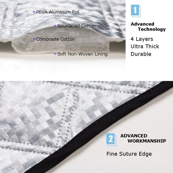 WeFine Heavy Duty Windscreen Protector - Frost, Snow, Ice, Sun, UV, Dust, Water Resistant - Perfect Fit for Cars & SUVs (145x100cm) - Image 6