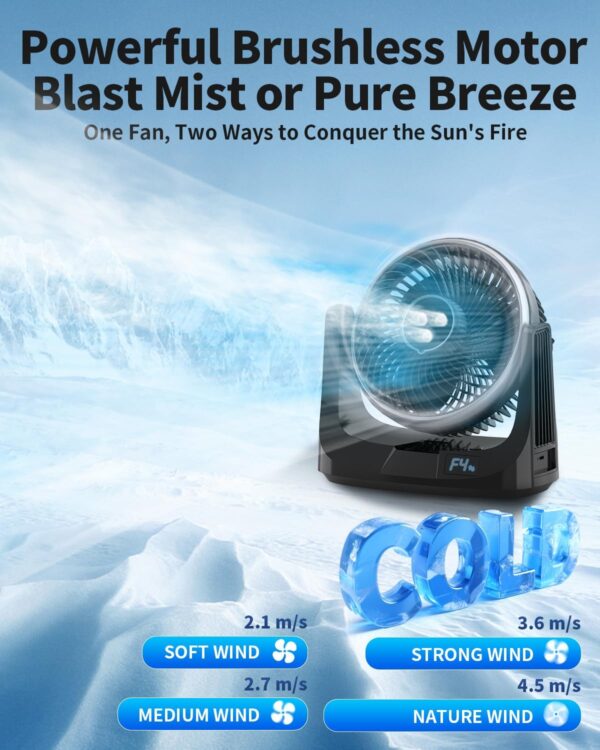 EasyAcc Portable Air Conditioner, Misting Patio Cooler fan with 20000mAh Battery 116Hrs,7000ML Water Tank,90°Oscillating,3 Spray Mister,Remote Control,Stepless Speed Camping fan for Patios Car Outdoor - Image 6