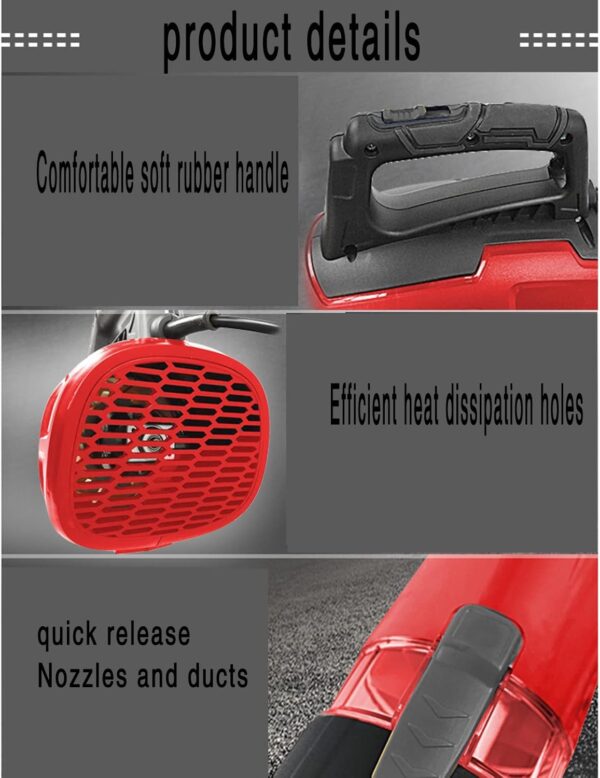 ALSUP Handheld leaf blower, 3000W electric industrial leaf blower blower, blowing down leaves machine home dust collector sweeping blower,20M - Image 6