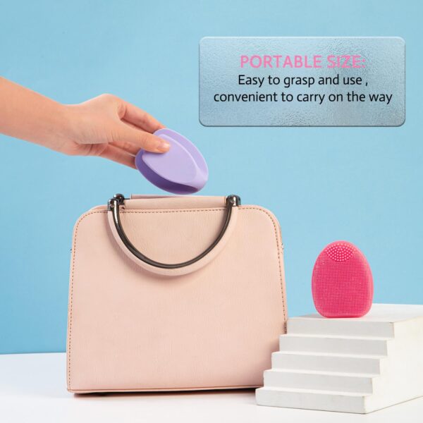 HieerBus Silicone Face Scrubber,Manual Exfoliating Brush,Handheld Facial Cleansing Brush for Women Men-Blackhead Removing Pore Cleansing Massaging for Sensitive, Delicate, Dry Skin (3rd-Pink+Purple) - Image 9