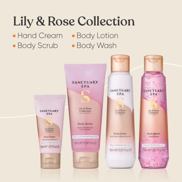 Sanctuary Spa Lily and Rose Collection Gift Set, Vegan, for Women, Birthday, Body and Bath Set - Image 4